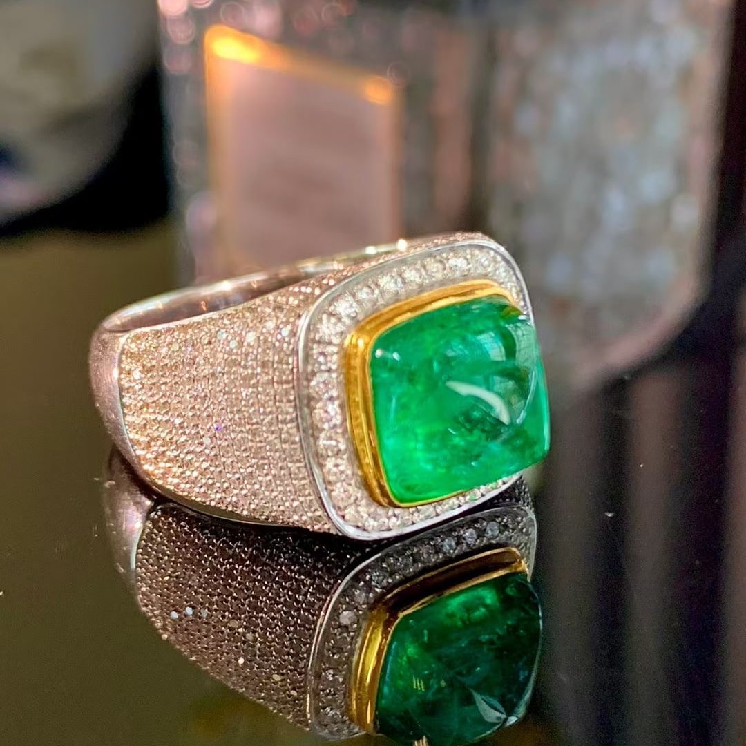 14k Gold 3.7 Ct Natural Emerald & Diamond Ring (1 of 6)