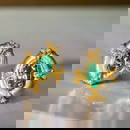 14k Gold 0.58 Ctw Natural Emerald & Diamond Earrings
