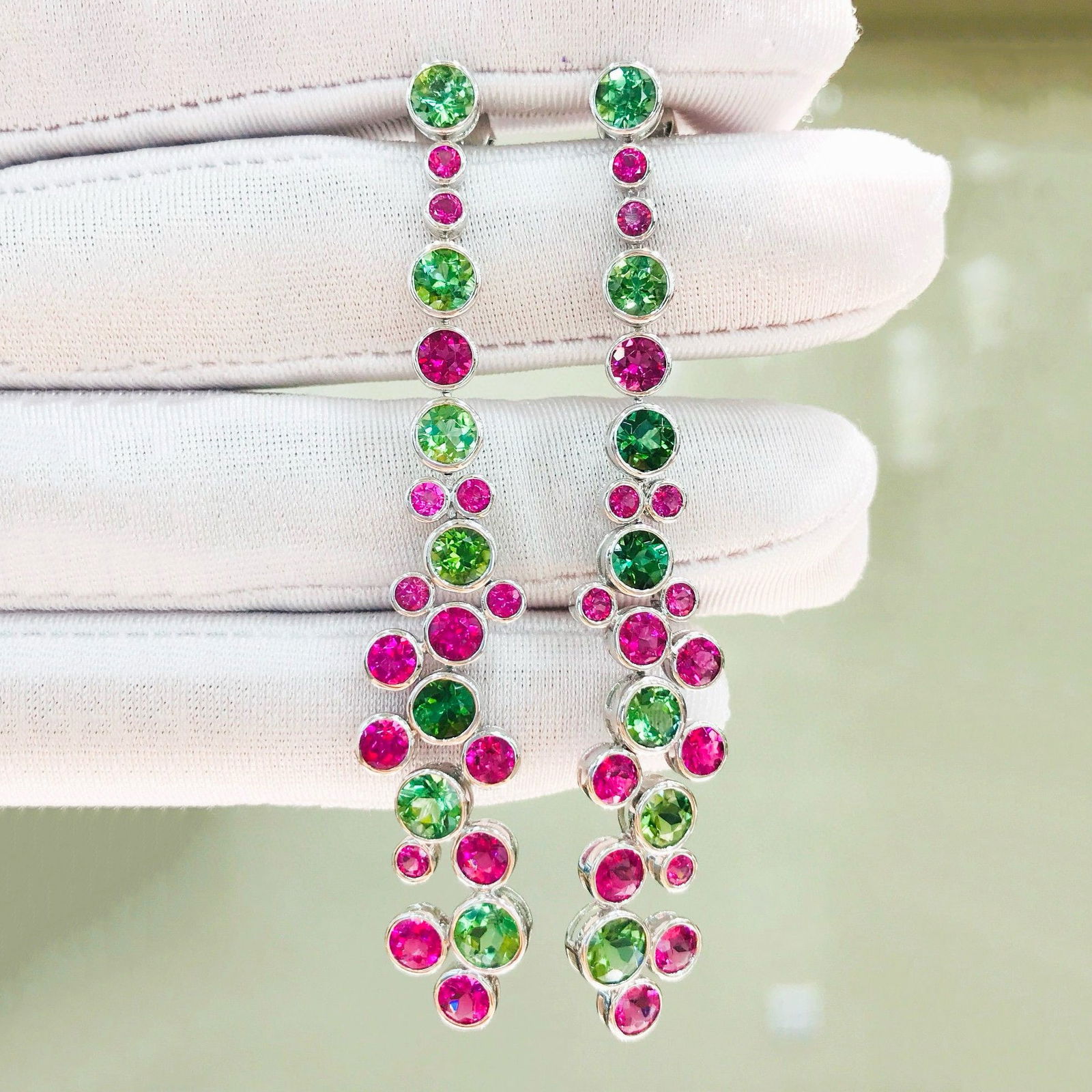 14k Gold 10 Ct Natural Tourmaline & Diamond Earrings (1 of 4)