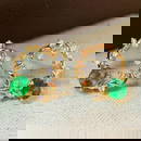 14k Gold 0.58 Ctw Vivid Green Natural Emerald & Diamond Earrings