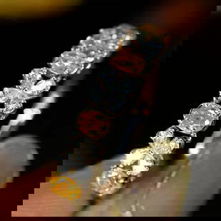 14k Gold 0.96 Ctw Natural Yellow Diamond & Diamond & Eternity Band Ring: Ref:230799004 // gold content:14k gold // ring size:7. 25us // // main gemstone:yellow diamond // shape:oval // carat weight:0. 60ct // color:yellow // treatment:natural // // adjacent gemstone 2
