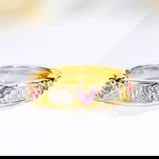 14k Gold 0.88 Ctw Natural Sapphire & Diamond & Art Deco Ring: Ref:230799009 // gold content:14k gold // ring size:7. 25us // // main gemstone:sapphire // shape:multiply // carat weight:0. 34ct // color:pink // treatment:natural // // adjacent gemstone 2 :