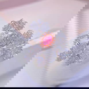 Gia Certified 14k Gold 1.28 Ctw Natural Pink Diamond & Diamond & Art Deco Ring: Ref:230799022 // gold content:14k gold // ring size:7. 25us // // main gemstone:pink diamond // certified:gia // shape:oval // carat weight:0. 27ct // clarity grade:si1 // color:pink //