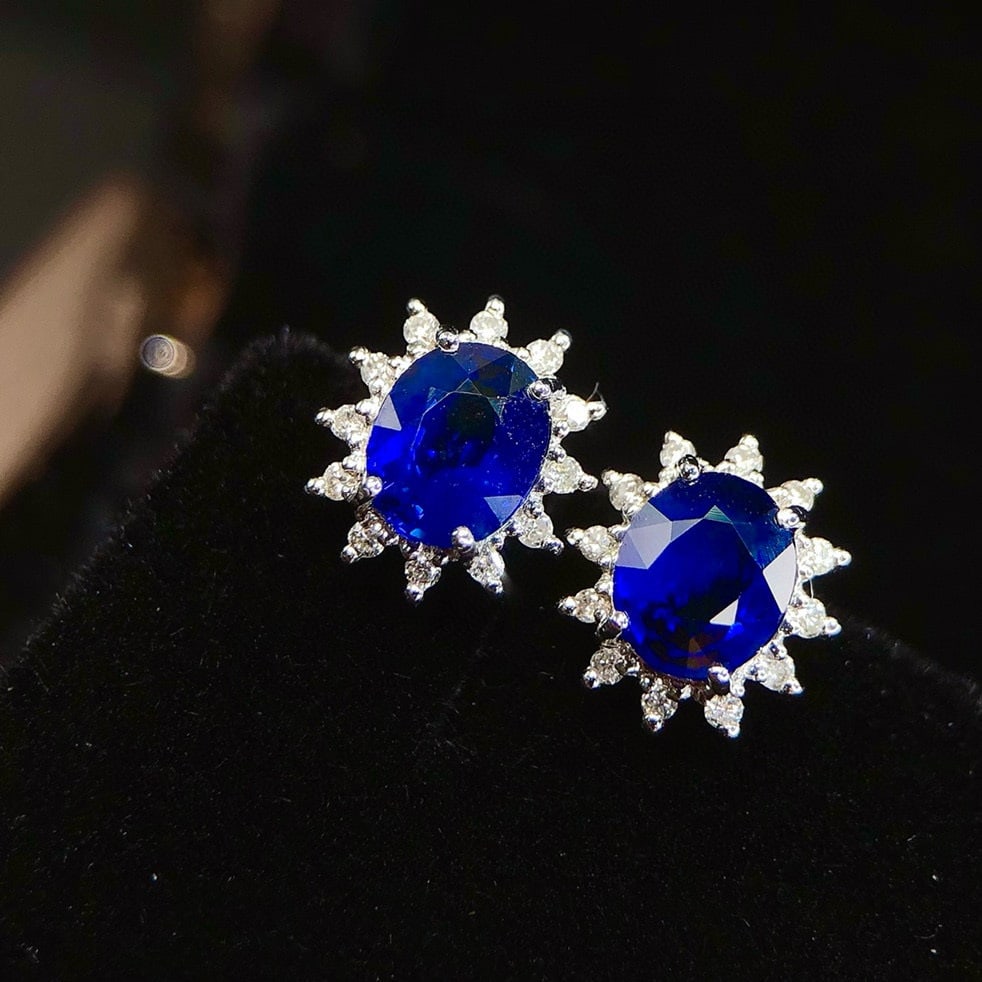 14k Gold 1.60 Ctw Natural Sapphire & Diamond Earrings (1 of 5)