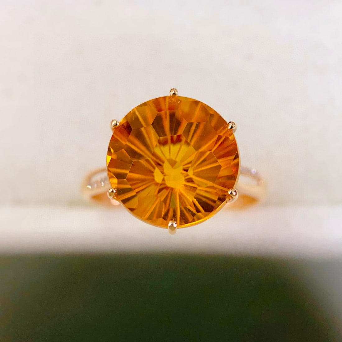 14k Gold 7.20 Ctw Natural Citrine & Diamond Ring (1 of 5)