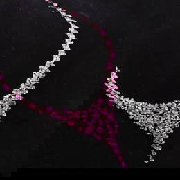 14k Gold 21.22 Ctw Natural Padparadscha Sapphire & Diamond Necklace