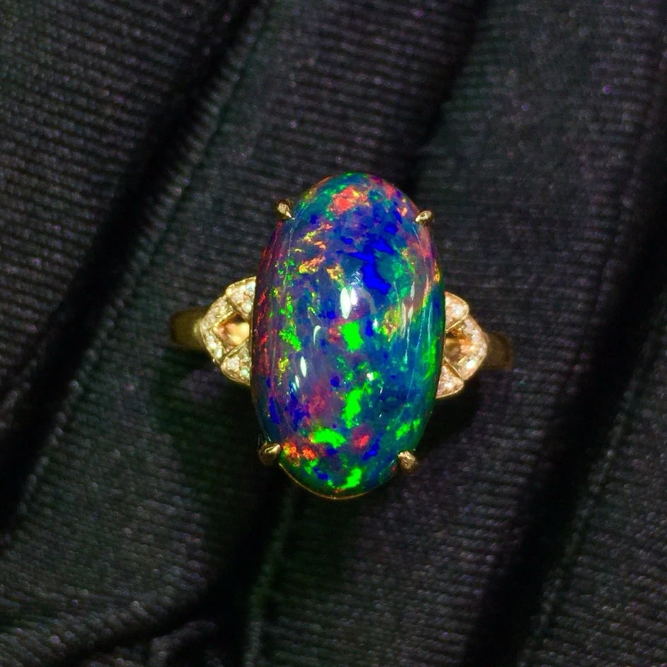 14k Gold 5.9 Ct Natural Opal & Diamond Ring (1 of 7)