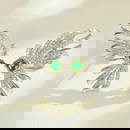 14k Gold 0.9 Ctw Vivid Green Natural Tsavorite & Diamond Earrings