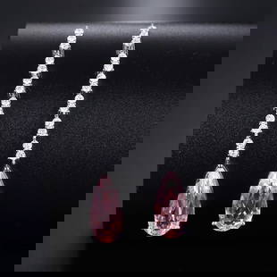 14k Gold 3.70 Ctw Natural Morganite & Diamond Earrings: Ref:231021020 // gold content:14k gold // main gemstone:morganite // shape:pear // carat weight:3. 27ct // color:pink // treatment:natural // // adjacent gemstone 2 : diamond // shape:round // carat w