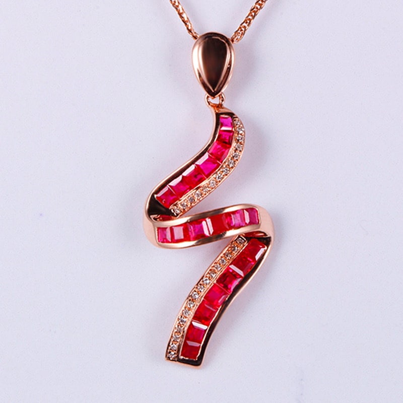 14k Gold 2.37 Ctw Natural Ruby & Diamond Pendant( Without Chain ) (1 of 6)