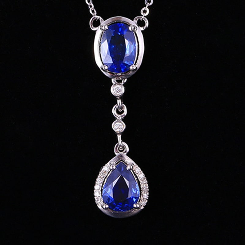 14k Gold 2.06 Ctw Natural Sapphire & Diamond Necklace (1 of 6)