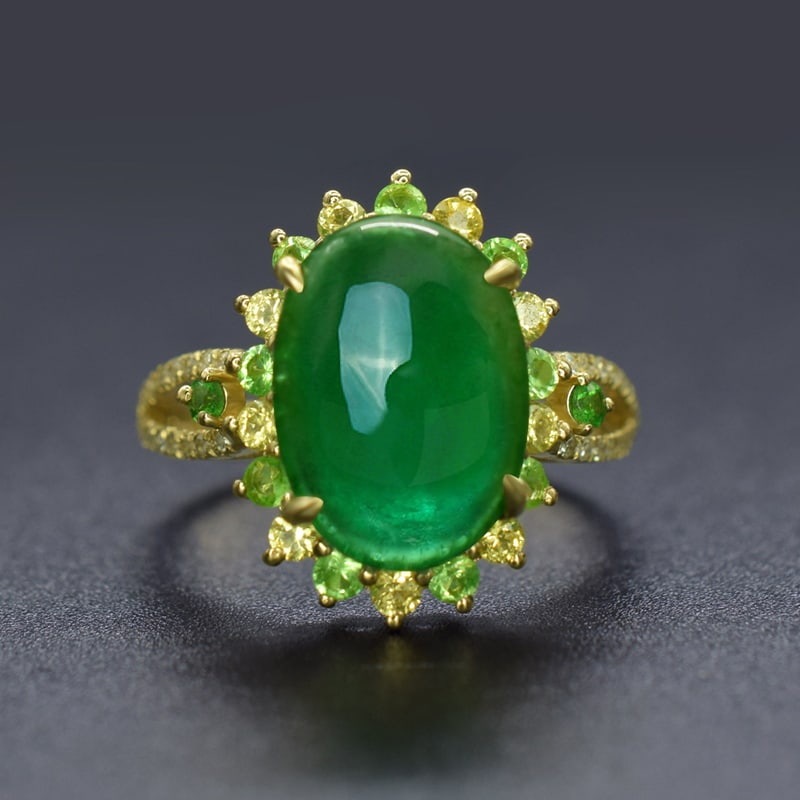 14k Gold 5.11 Ctw Vivid Green Natural Emerald & Diamond Ring (1 of 4)