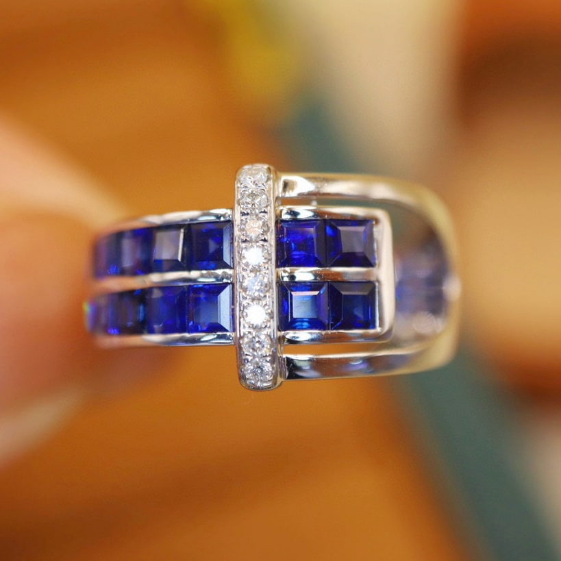 14k Gold 2.00 Ctw Natural Sapphire & Diamond Ring (1 of 6)