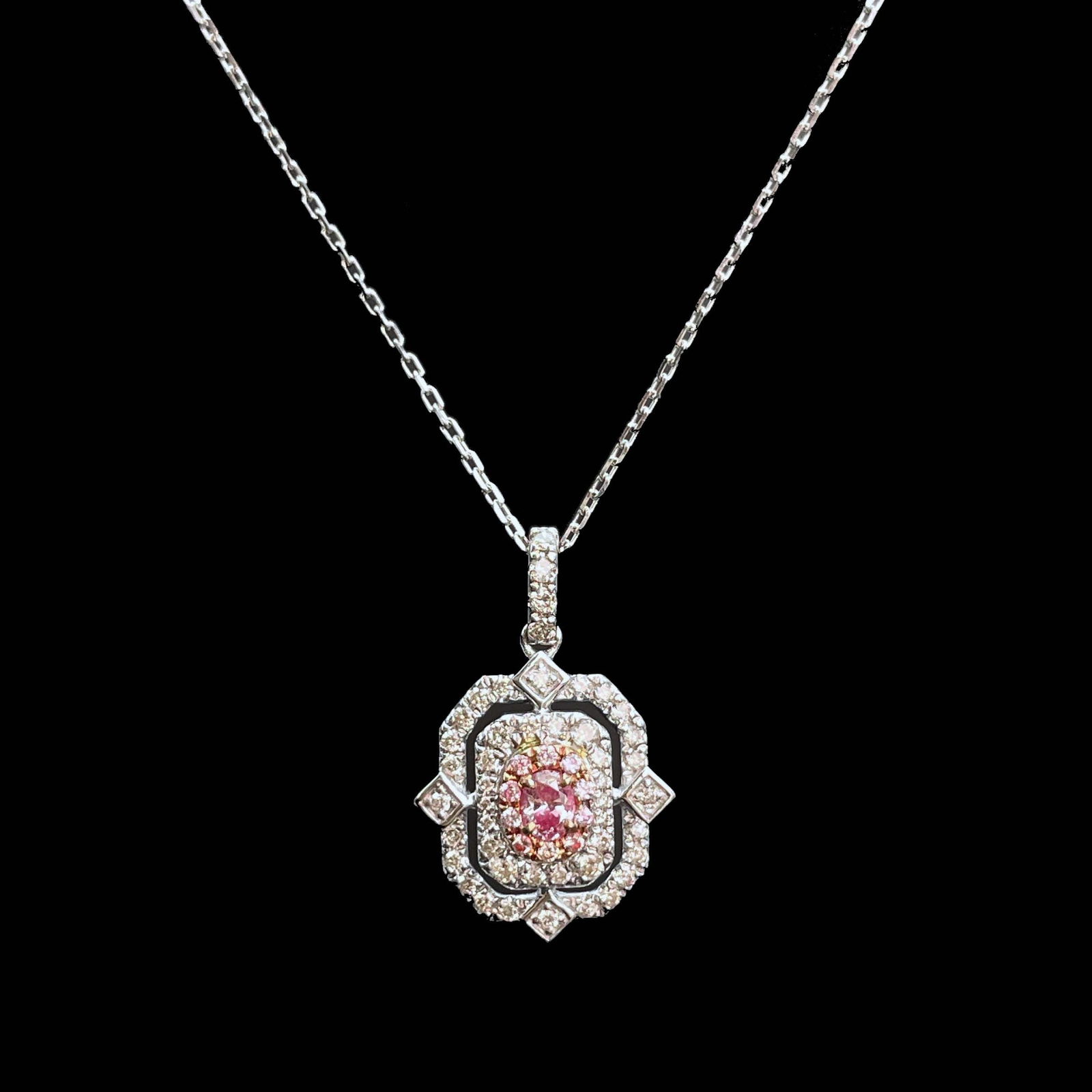 14k Gold 0.45 Ctw Natural Pink Diamond & Diamond Necklace (1 of 6)