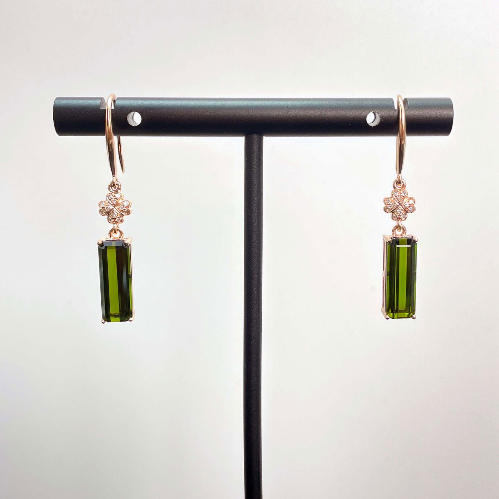14k Gold 4.16 Ctw Natural Tourmaline & Diamond Earrings (1 of 7)