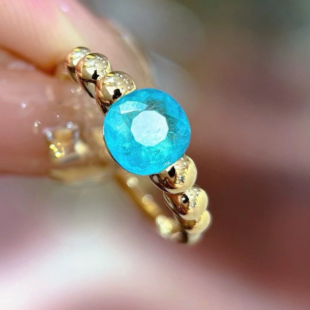 14k Gold 1.05 Ct Natural Paraiba Tourmaline Ring (1 of 6)