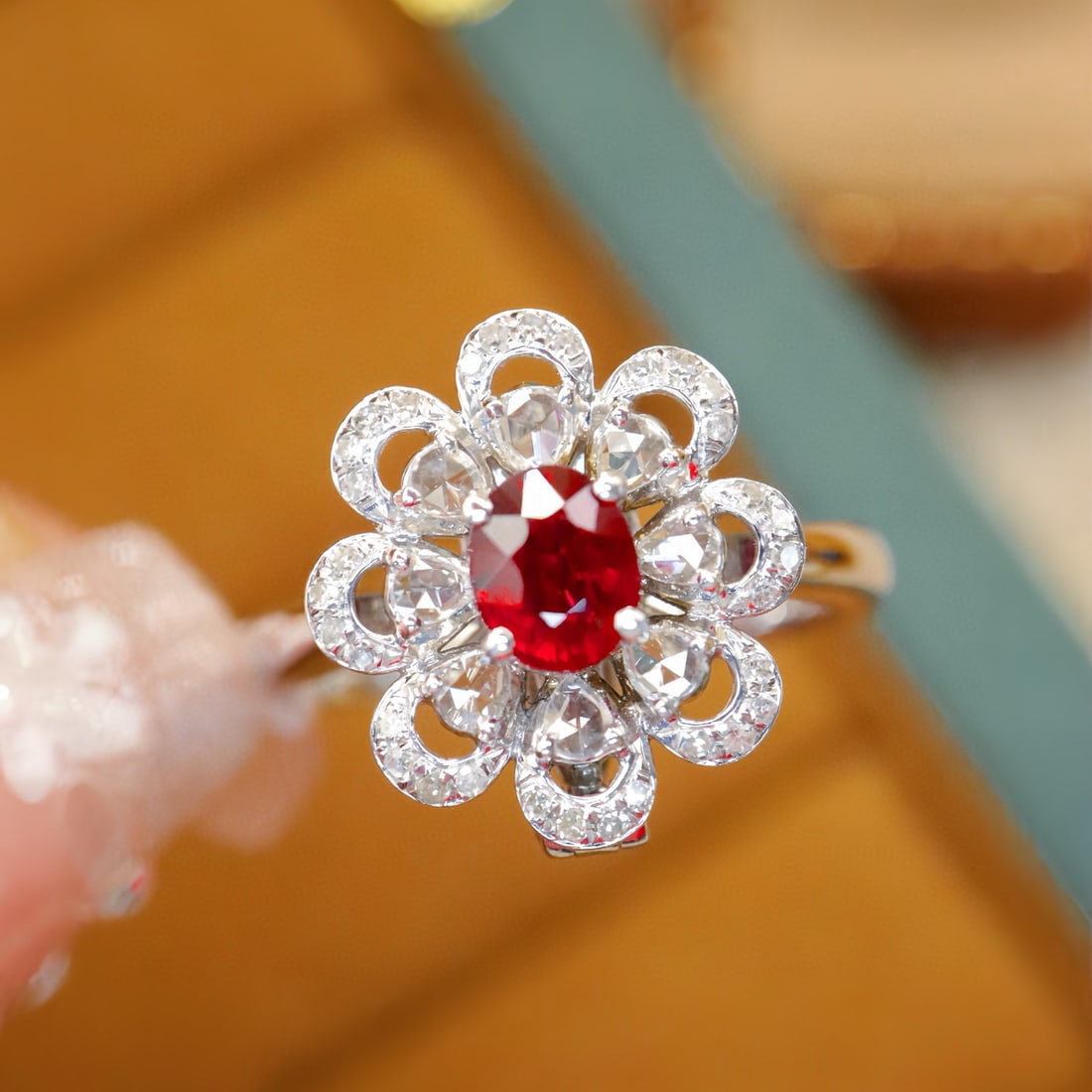 14k Gold 0.87 Ctw Natural Ruby & Diamond Ring/pendant( Without Chain ): Ref:231069209 // gold content:14k gold // ring size:7. 25us // // main gemstone:ruby // shape:oval // carat weight:0. 63ct // color:pigeonblood red // treatment:natural // // adjacent gemstone 2 :