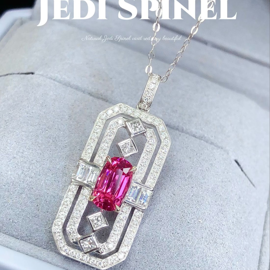 14k Gold 2.67 Ctw Vivid Pink Natural Spinel & Diamond Pendant( Without Chain ): Ref:231086262 // gold content:14k gold // main gemstone:spinel // shape:cushion // carat weight:1. 52ct // color:vivid pink // treatment:natural // // adjacent gemstone 2 : diamond // shape:multiple /