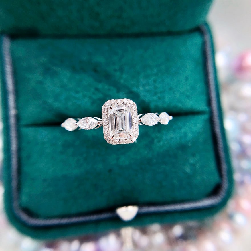 Gia Certified 14k Gold 0.50 Ct Natural F Vs2 Emerald Diamond Ring (1 of 6)