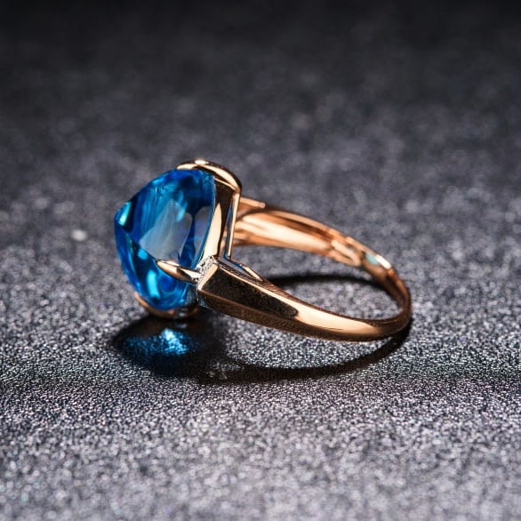 14k Gold 12.6 Ct Natural Topaz & Diamond Ring - 5