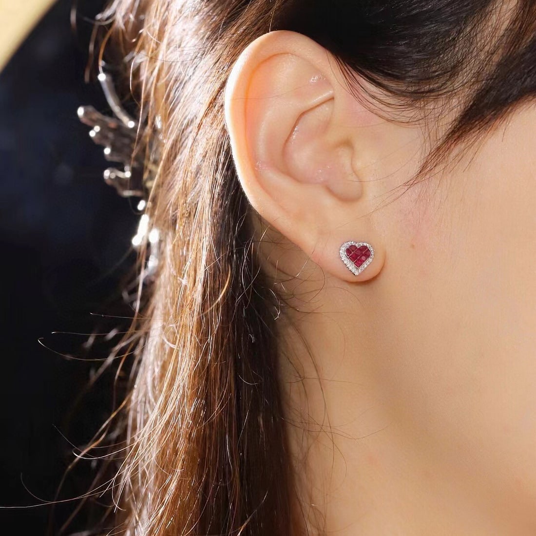 14k Gold 0.34 Ctw Natural Ruby & Diamond Earrings - 8