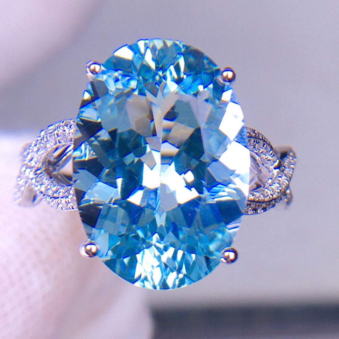 14k Gold 6.82 Ct Natural Aquamarine & Diamond Ring (1 of 9)