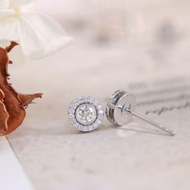 14k Gold 0.36 Ct Natural H Diamond Earrings - 4