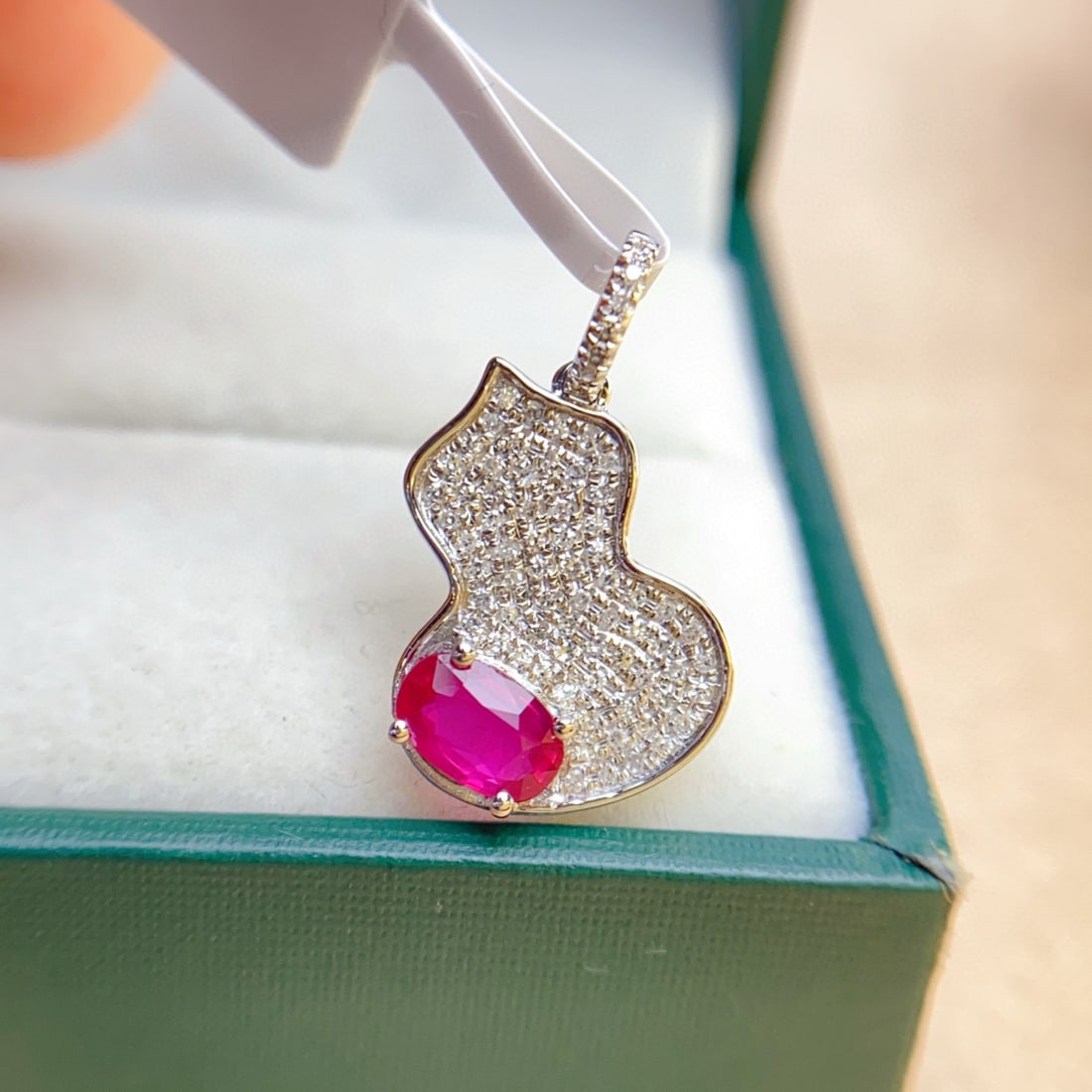 14k Gold 0.55 Ct Natural Ruby & Diamond Pendant( Without Chain ) (1 of 5)