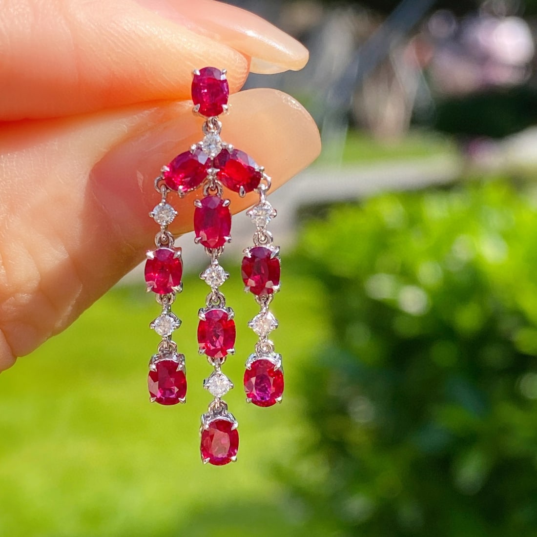 14k Gold 4.11 Ctw Natural Ruby & Diamond Earrings - 2