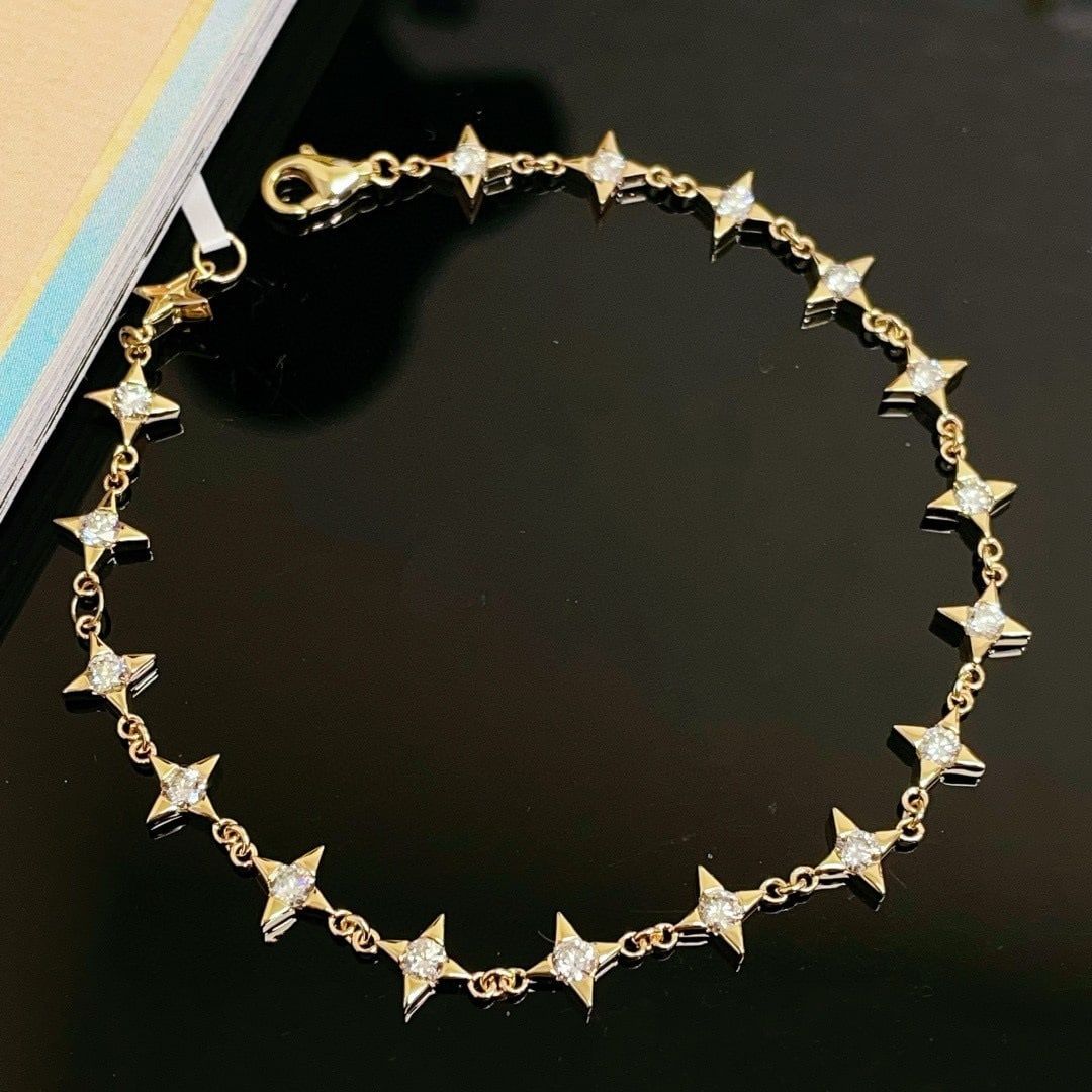 14k Gold 1.15 Ct Natural H Diamond Bracelet: Ref:231090195 // gold content:14k gold // main gemstone:diamond // shape:round // carat weight:1. 15ct // clarity grade:vs-si // color:h // treatment:natural // cut grade:g // Condition: NewLow