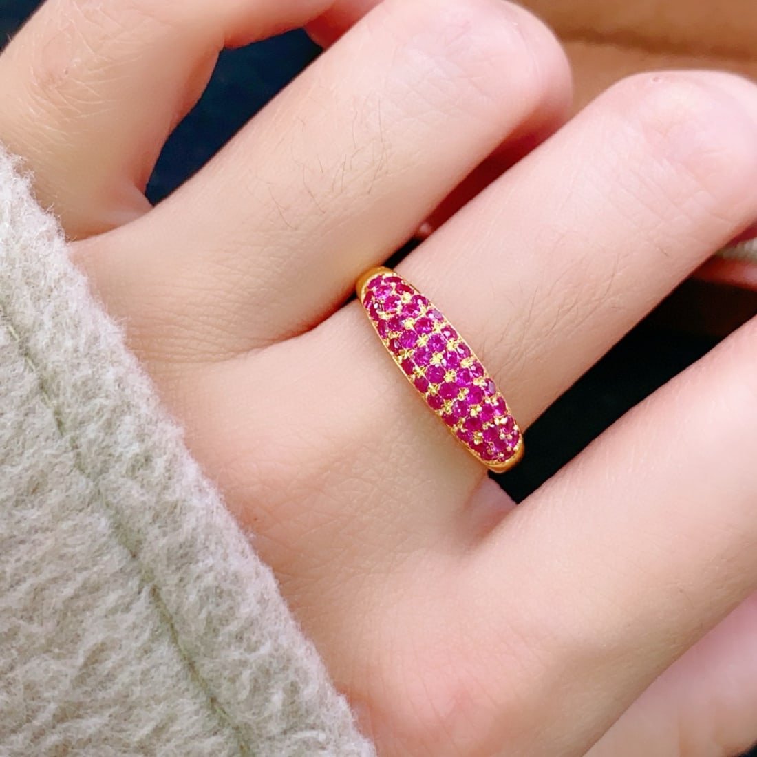 14k Gold 0.9 Ct Natural Ruby Ring - 5