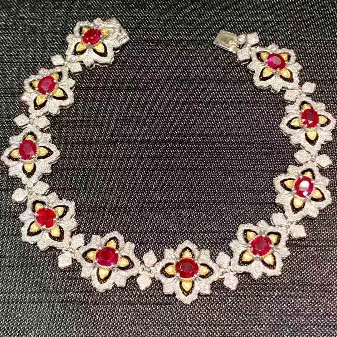 14k Gold 7.2 Ct Natural Ruby & Diamond Bracelet (1 of 6)