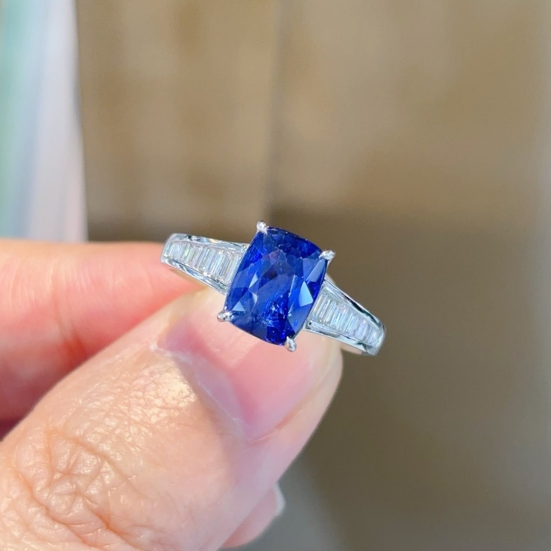 14k Gold 2.61 Ctw Natural Sapphire & Diamond Ring (1 of 7)