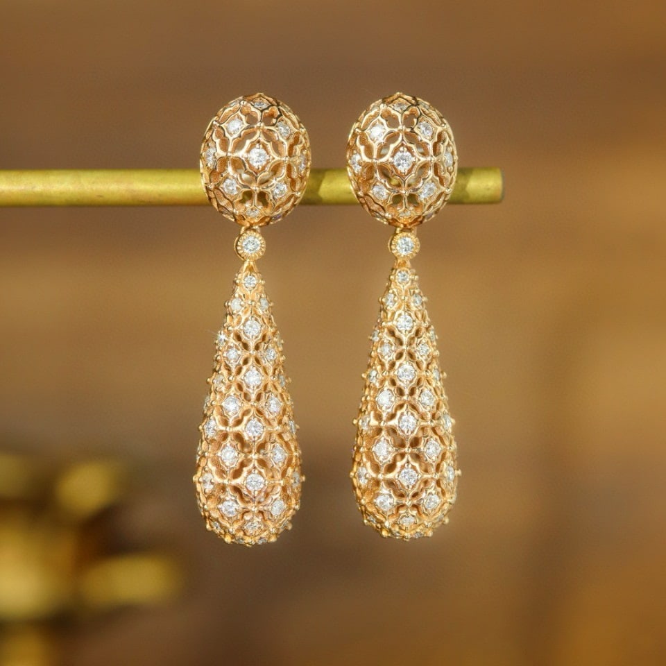 14K GOLD 1.6 CT NATURAL H DIAMOND EARRINGS (1 of 6)