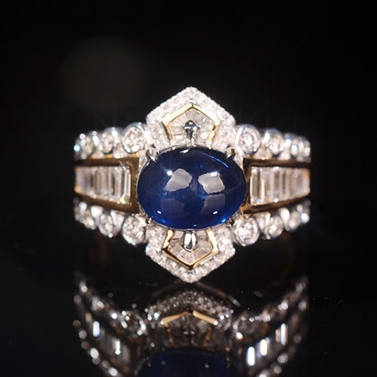 14K GOLD 3.78 CTW NATURAL SAPPHIRE & DIAMOND RING (1 of 5)