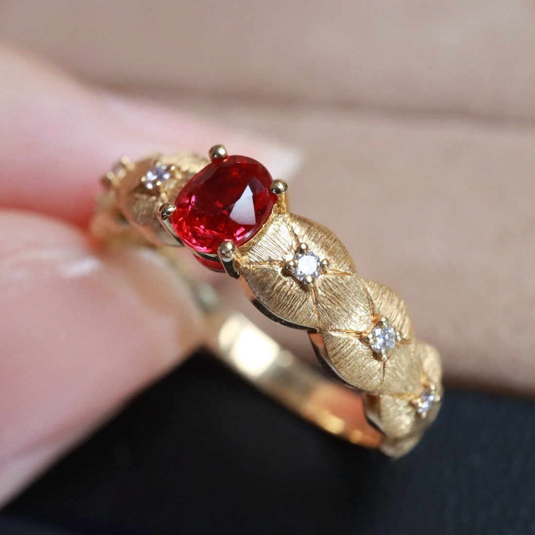 14K GOLD 0.46 CTW NATURAL RUBY & DIAMOND RING - 2
