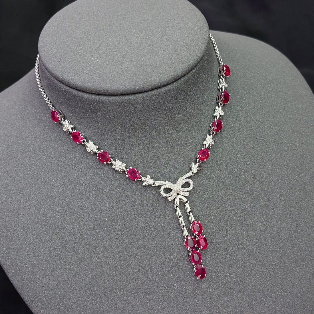 14K GOLD 6.00 CT NATURAL RUBY & DIAMOND NECKLACE (1 of 4)