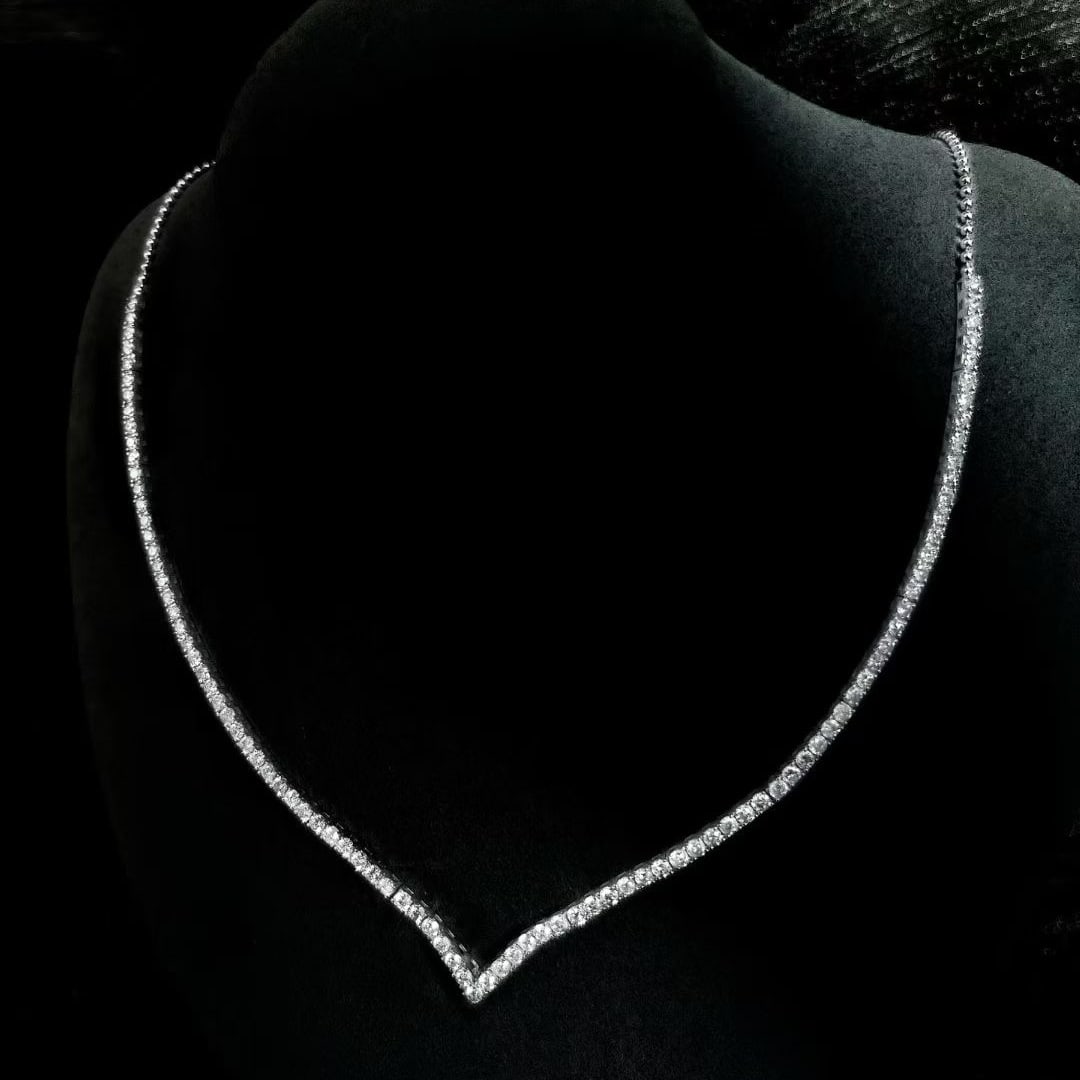 14k Gold 4.3 Ct Natural H Diamond Necklace: Ref:231103036 // gold content:14k gold // main gemstone:diamond // shape:round // carat weight:4. 3ct // clarity grade:vs-si // color:h // treatment:natural // cut grade:g // Condition: NewLow