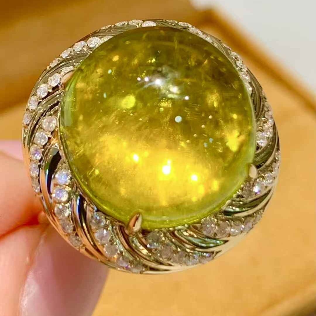 14k Gold 15.6 Ct Natural Tourmaline & Diamond Ring - 5