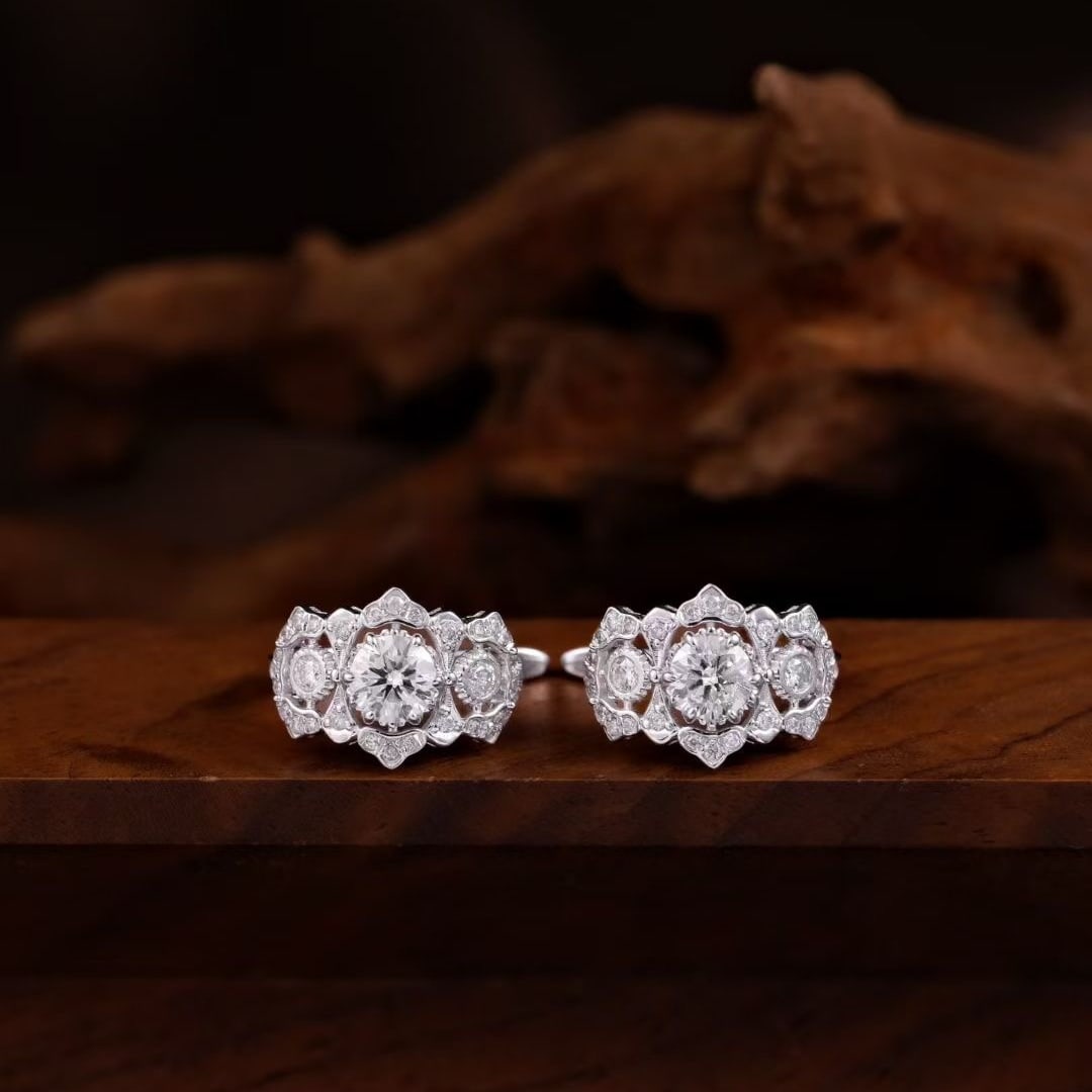 14k Gold 1.00 Ctw Natural H Diamond Earrings: Ref:231103246 // gold content:14k gold // main gemstone:diamond // shape:round // carat weight:0. 56ct // clarity grade:vs-si // color:h // treatment:natural // cut grade:g // // adjacent gemstone