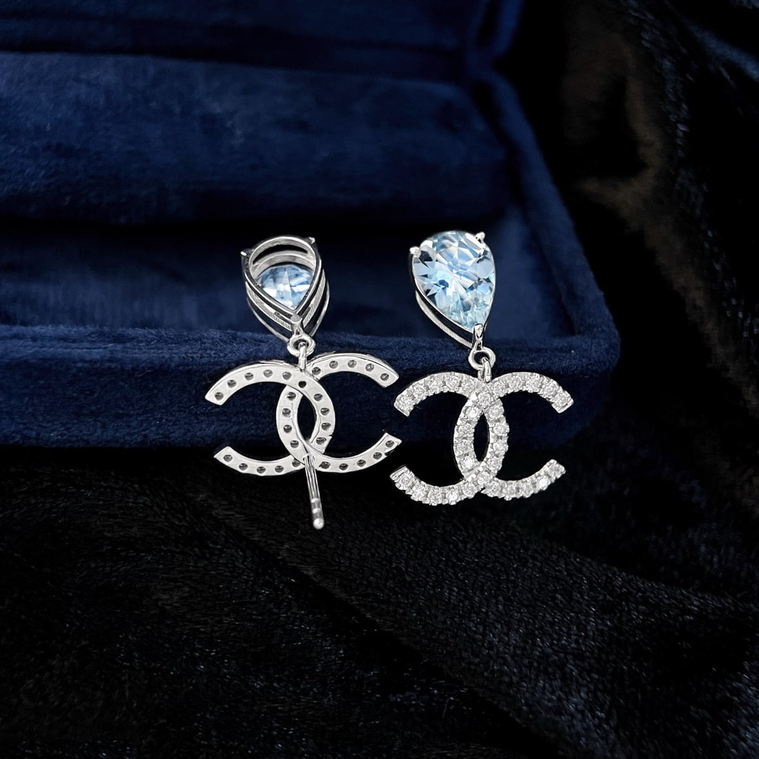 14k Gold 2.72 Ct Natural Aquamarine & Diamond Earrings - 4