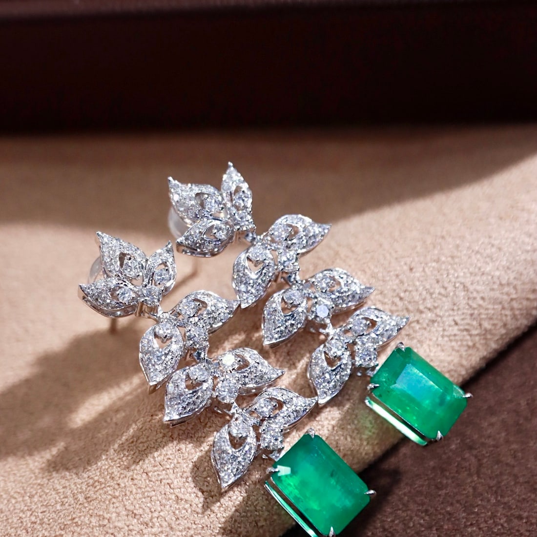 14k Gold 3.07 Ctw Natural Emerald & Diamond Earrings - 5