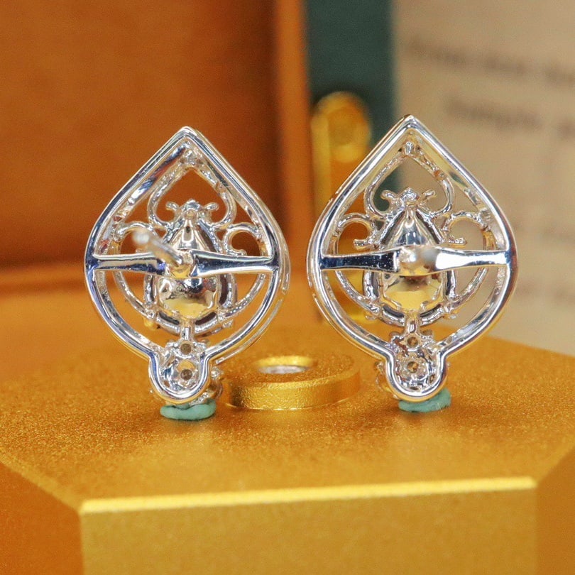 14k Gold 2.23 Ctw Natural Sapphire & Diamond Earrings - 4