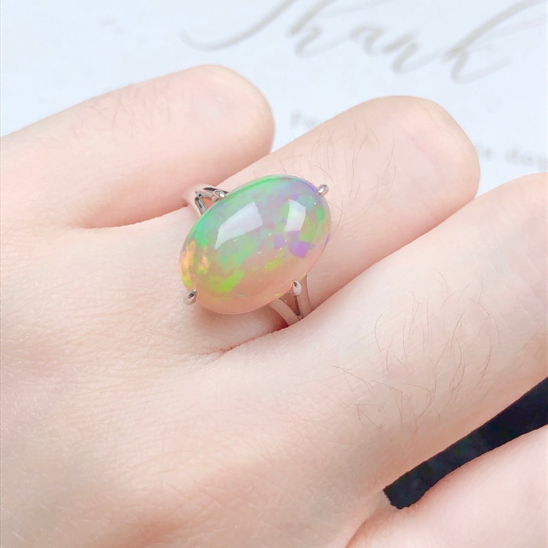 14k Gold 7.21 Ct Natural Opal Ring - 8