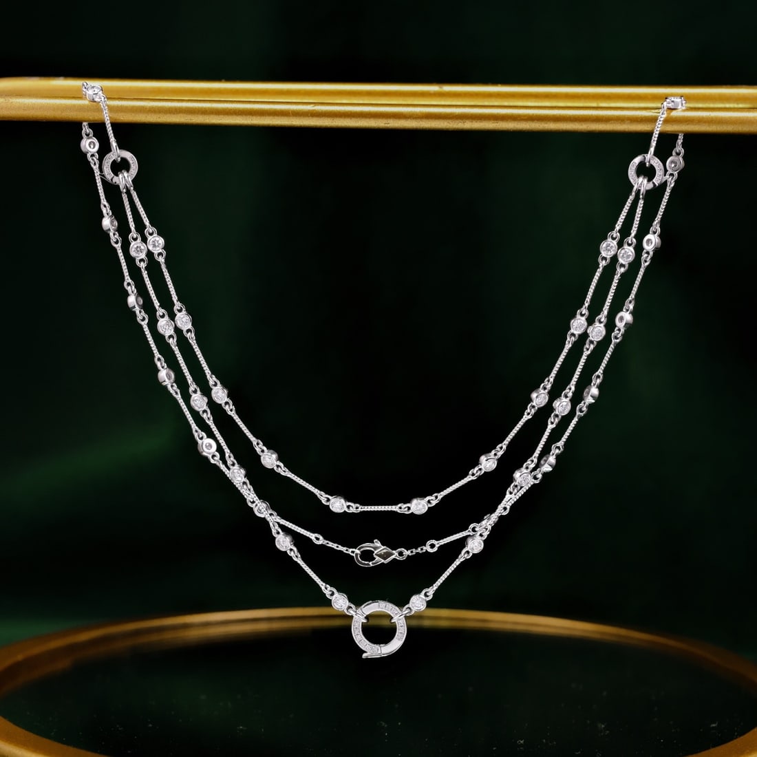 14k Gold 3.33 Ct Natural H Diamond Necklace: Ref:231104163 // gold content:14k gold // main gemstone:diamond // shape:round // carat weight:3. 33ct // clarity grade:vs-si // color:h // treatment:natural // cut grade:g // Condition: NewLow