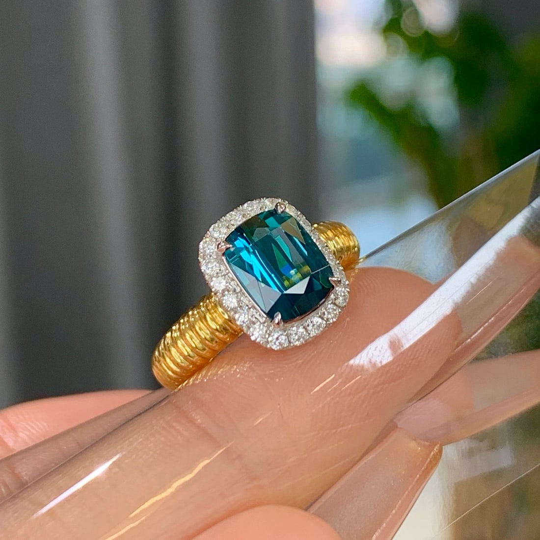 14k Gold 2.61 Ctw Natural Tourmaline & Diamond Ring - 2