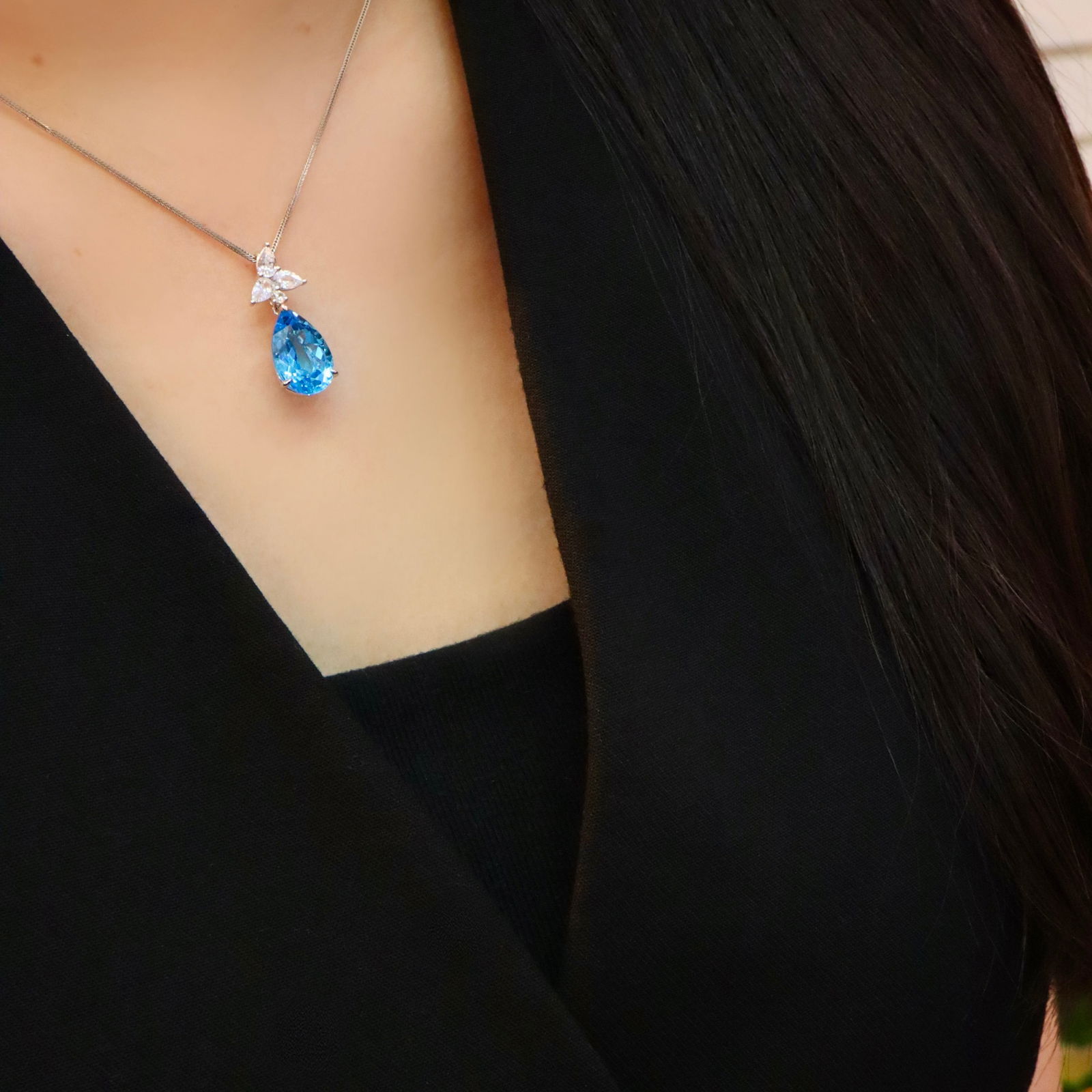 14k Gold 8.67 Ctw Natural Topaz & Sapphire Pendant( Without Chain ) - 6