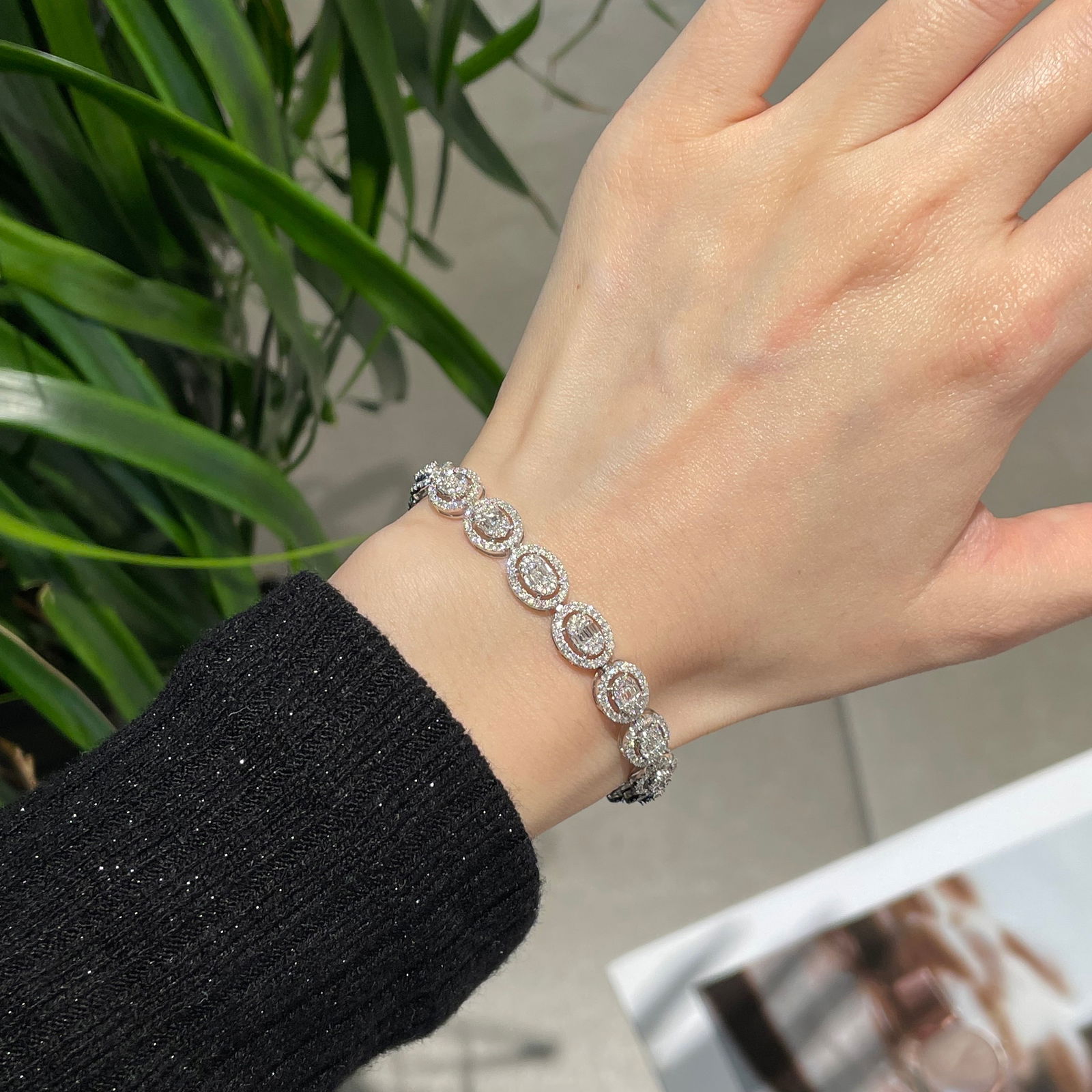 14k Gold 3.00 Ct Natural H Diamond Bracelet - 7