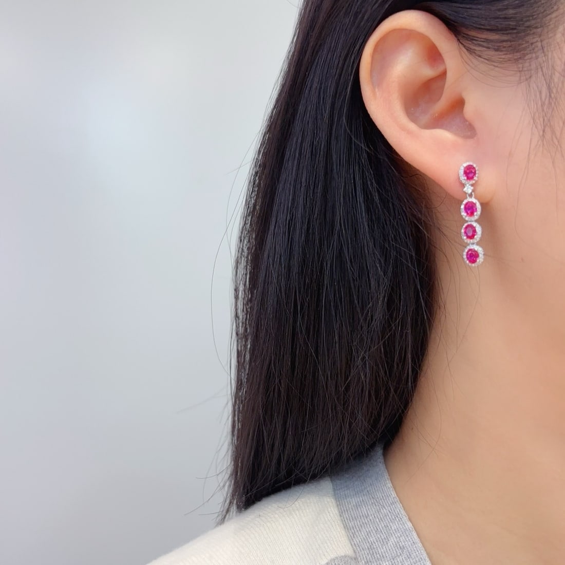 14k Gold 2.6 Ct Natural Ruby & Diamond Earrings - 6