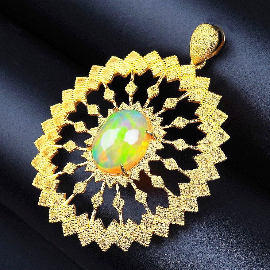 14k Gold 4.63 Ct Natural Opal Pendant( Without Chain ) - 2